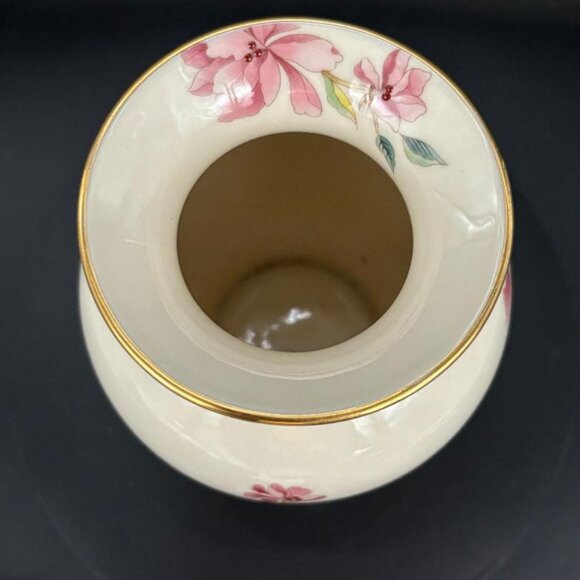 Vintage 1980's Lenox Barrington Collection Flared Pink Floral 24K Gold Trim Vase - Picture 7 of 9